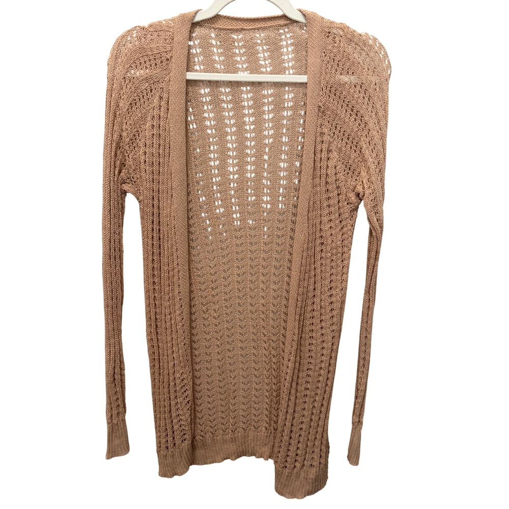 Kohl's Light Brown Longer Open Front Cardigan Open Weave Women's Size Small NWT
